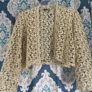 Marina Gold Long Sleeve Lace Bolero